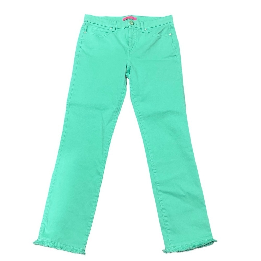 Lilly Pulitzer South Ocean High Rise Skinny Jeans Agate Green Size 6 Stretch